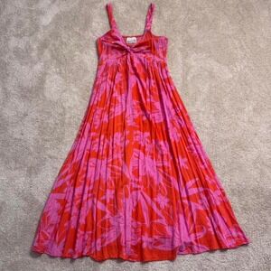 Goa floral maxi dress with tie front Orange and Pink Size M